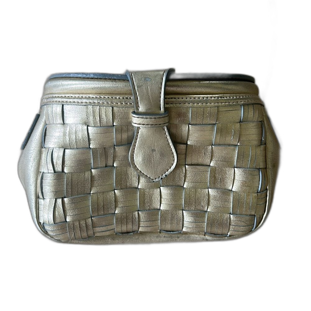Saddle Bag Woven Mini Bucket Bag Leather Gold Crossbody Purse Shoulder Strap